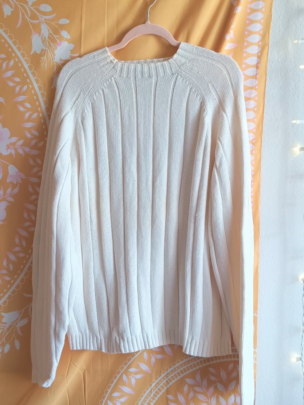Vintage 80s Brandini White Heavyweight Knit Cotton Large Sweater Australian